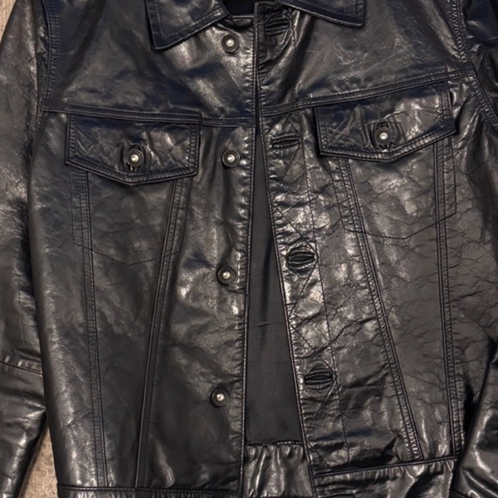 DKNY vintage  Black 100% Leather Jacket - Picture 2 of 9